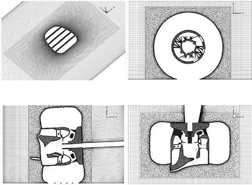 Fig. 4 - Four different views showing the Formula 1 tire mesh