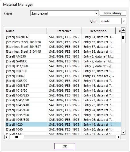 various material libraries of RecurDyn
